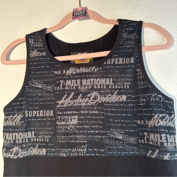 Vintage Harley Davidson Tank W/ Sheer Half Overlay Medium - Picture 3 of 5